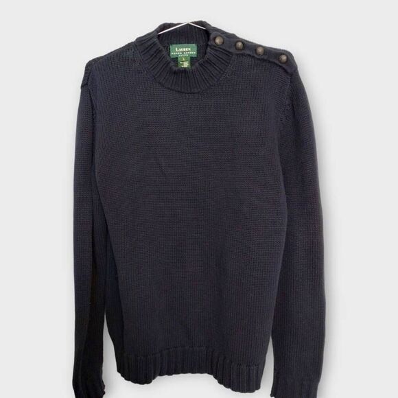 Lauren‎ Ralph Lauren Womens Sweater Sz Large Navy Cotton Nautical Coastal Preppy - Picture 7 of 9